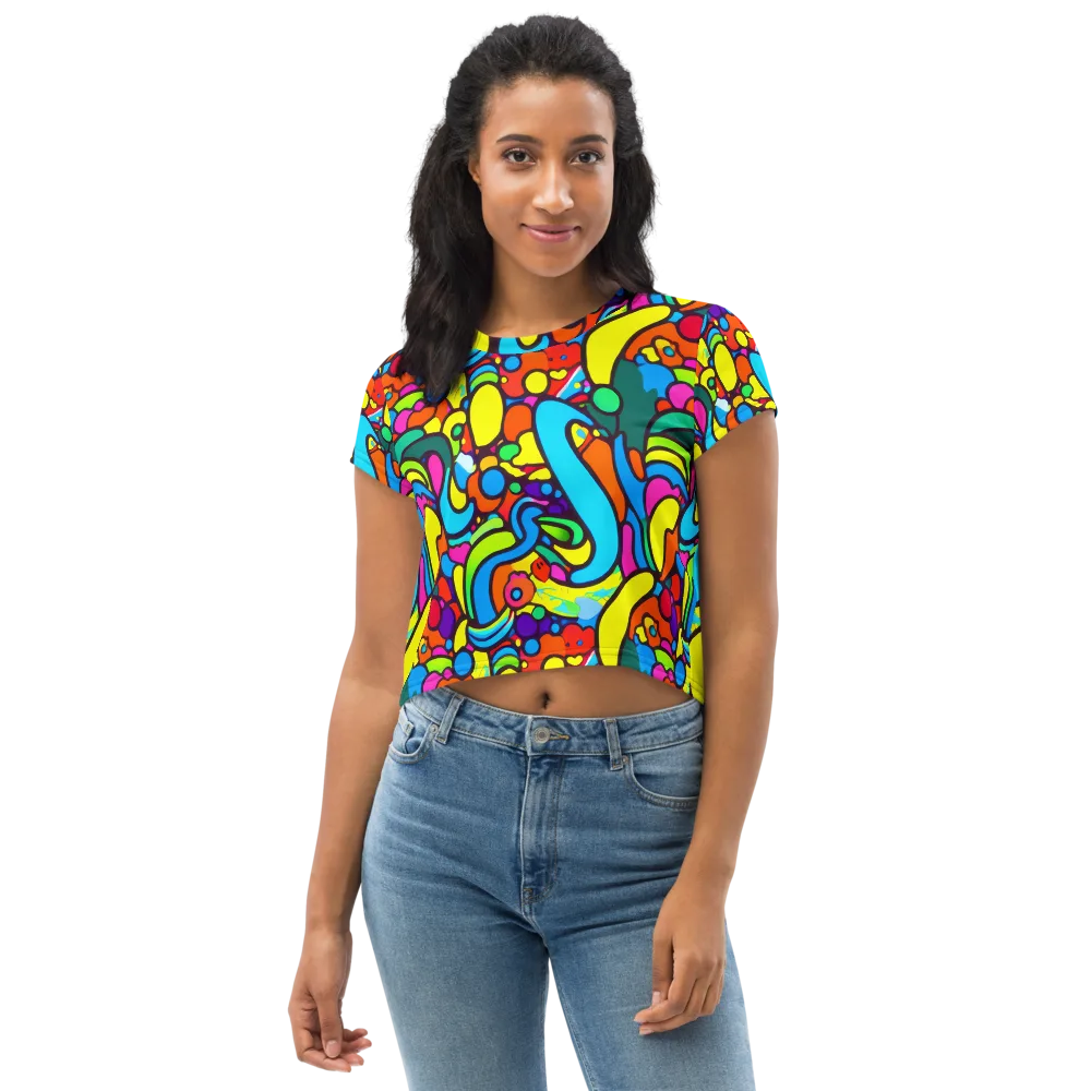Chromadoodle Junction on Crop Tee — Front