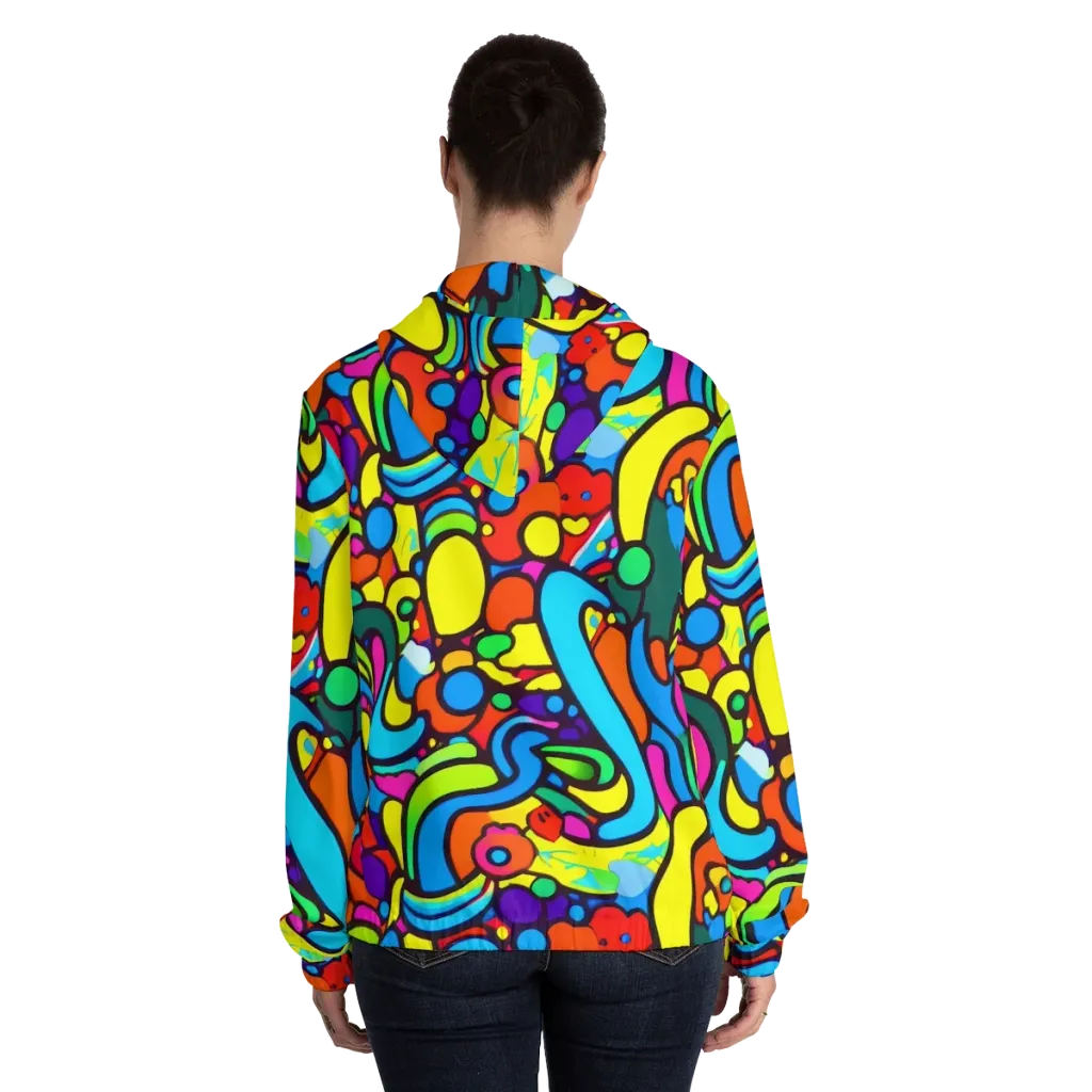 Chromadoodle Junction on Women's Full-Zip Hoodie — Back On Person