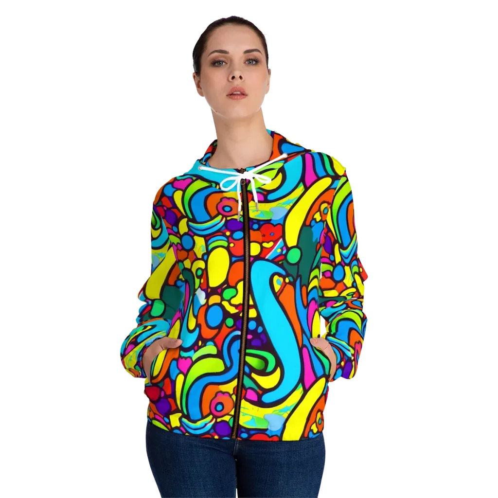 Chromadoodle Junction on Women's Full-Zip Hoodie — Front On Person