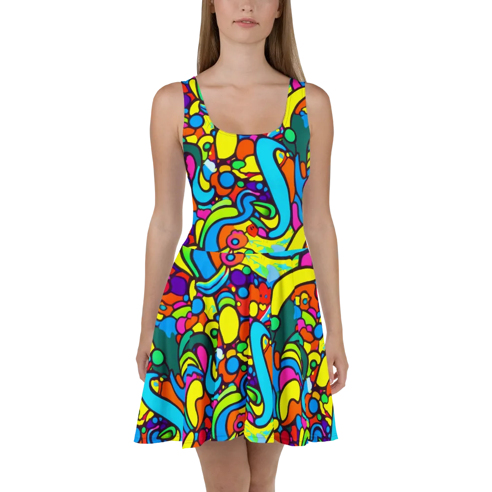 Chromadoodle Junction on Skater Dress — Front