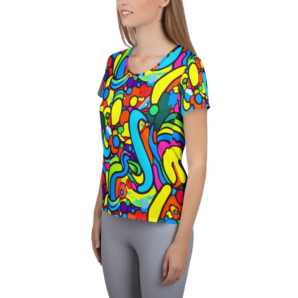 Chromadoodle Junction on Women's Athletic T-Shirt — Left