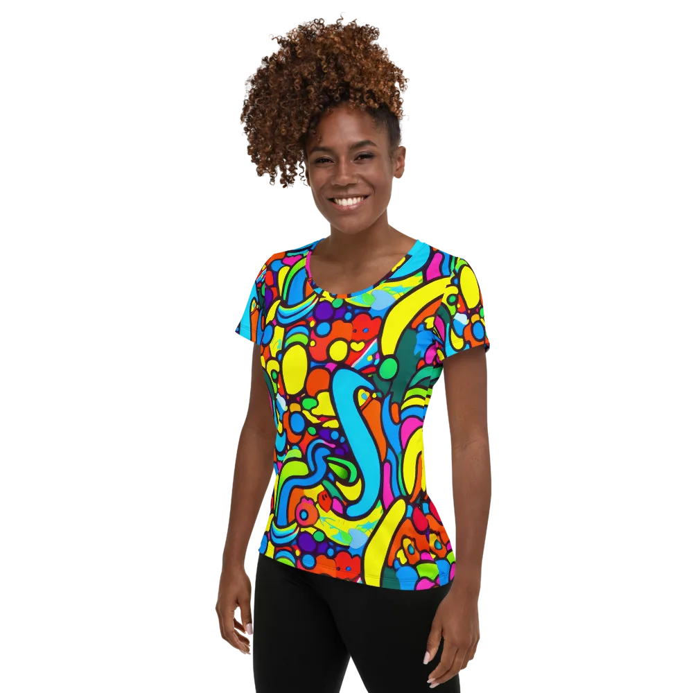 Chromadoodle Junction on Women's Athletic T-Shirt — Left