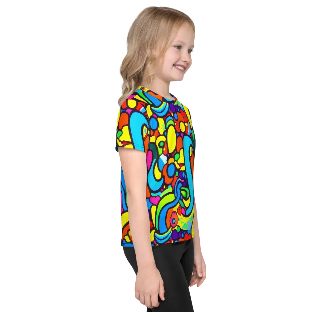 Chromadoodle Junction on Kids Crew Neck T-Shirt — Right