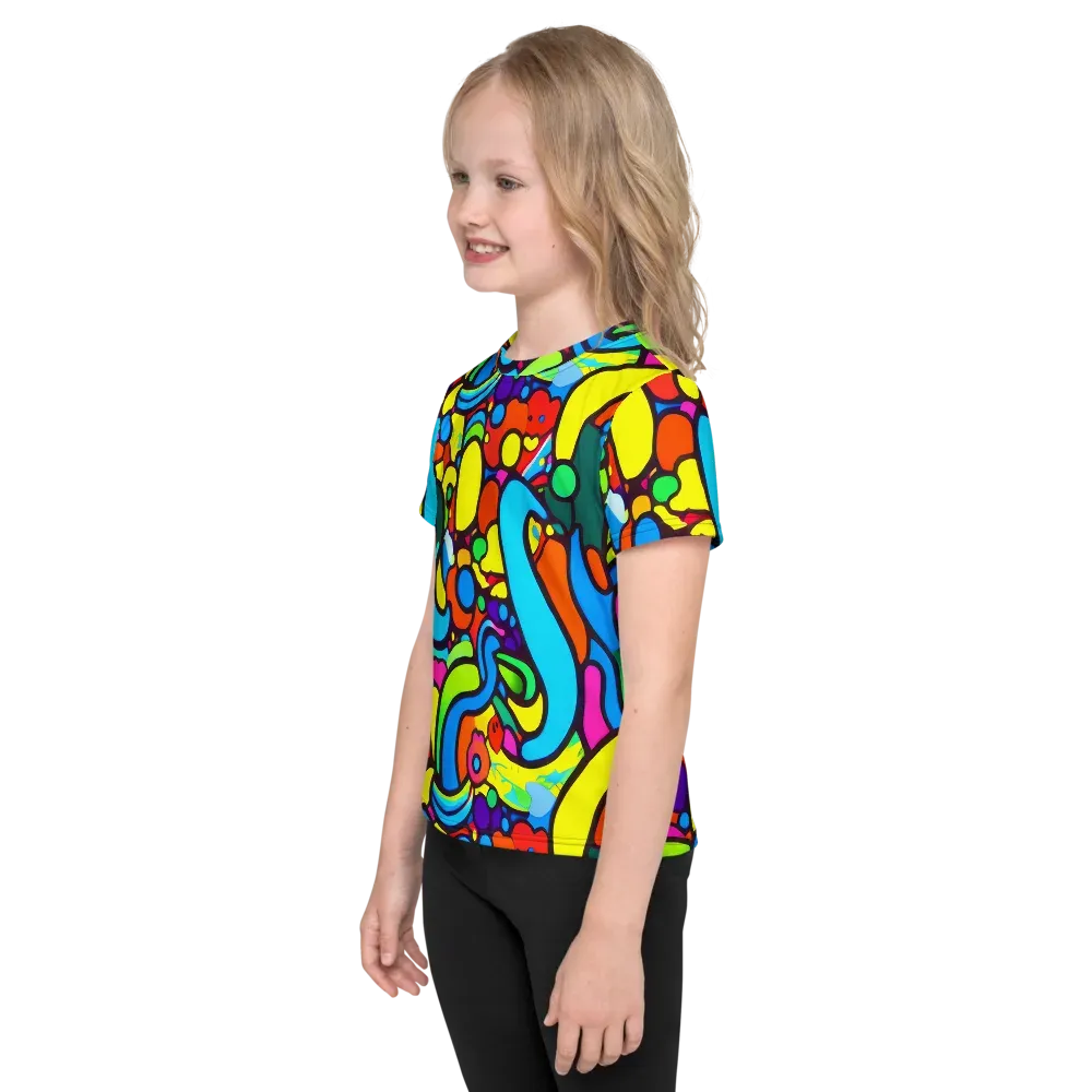 Chromadoodle Junction on Kids Crew Neck T-Shirt — Left
