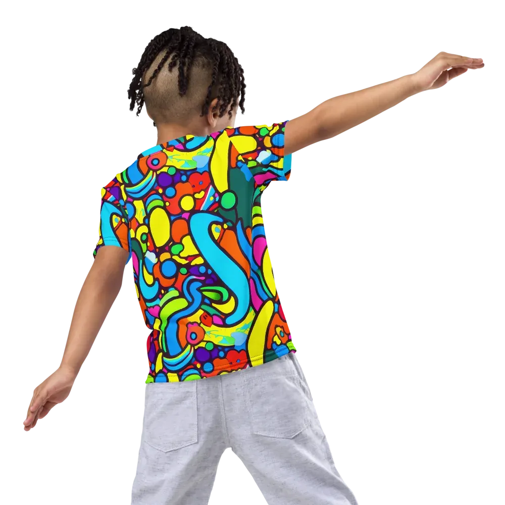 Chromadoodle Junction on Kids Crew Neck T-Shirt — Back