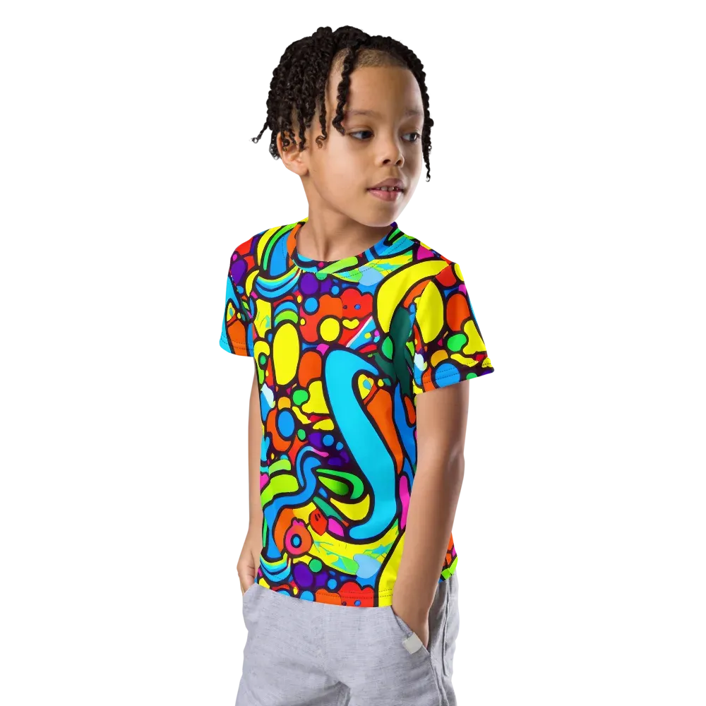 Chromadoodle Junction on Kids Crew Neck T-Shirt — Left Front