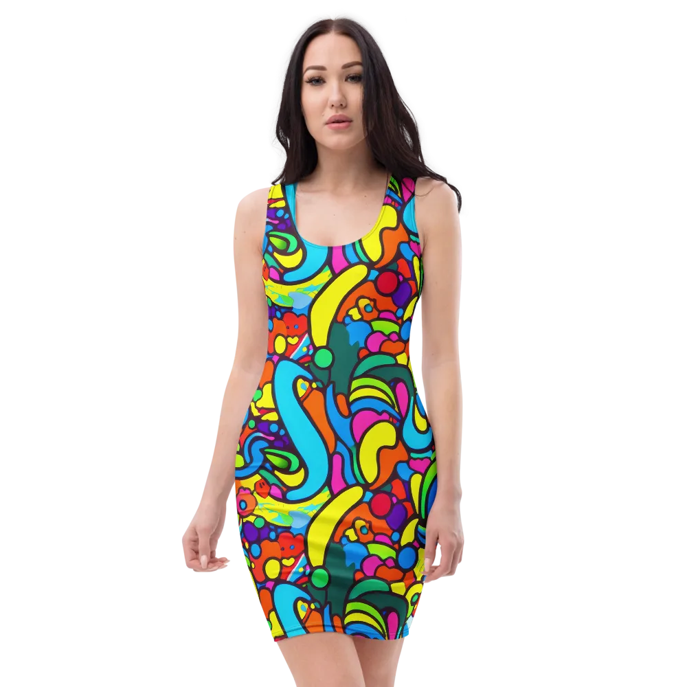 Chromadoodle Junction on Bodycon Dress — Front
