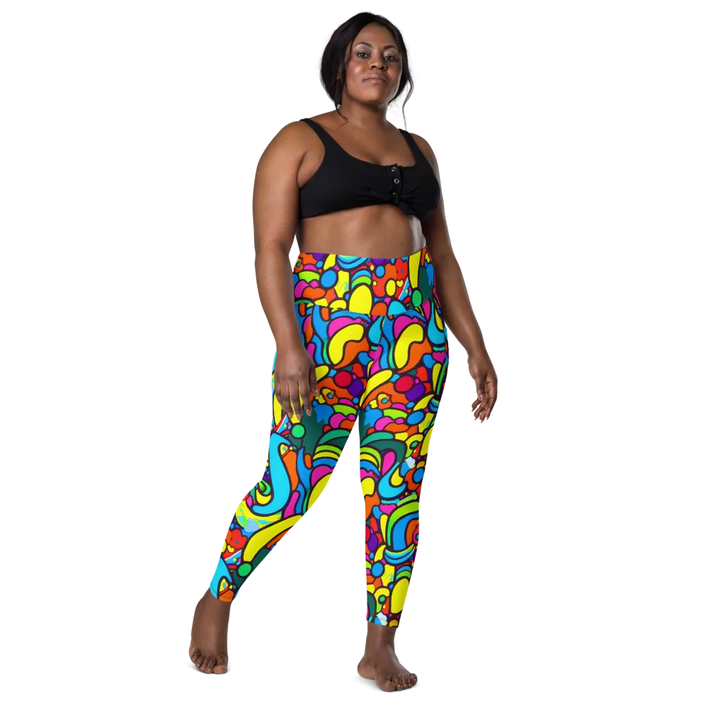 Chromadoodle Junction on Leggings with Pockets — Front