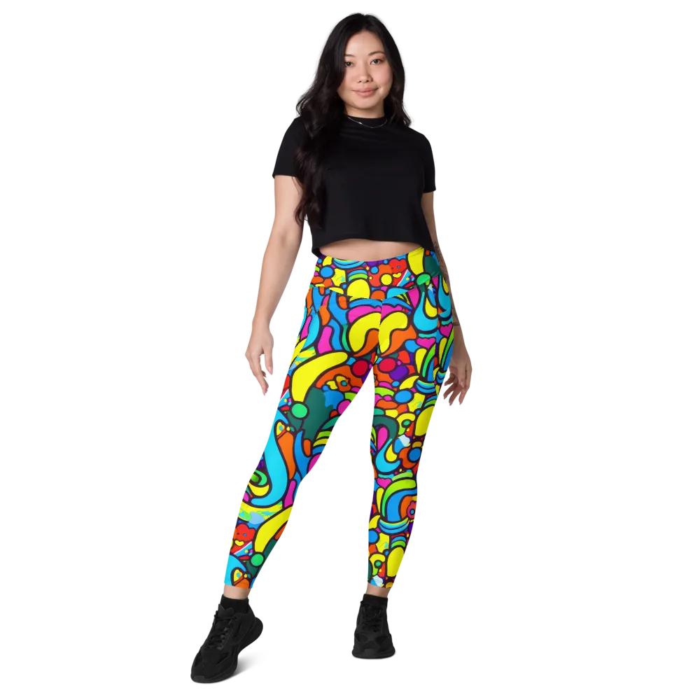 Chromadoodle Junction on Leggings with Pockets — Front