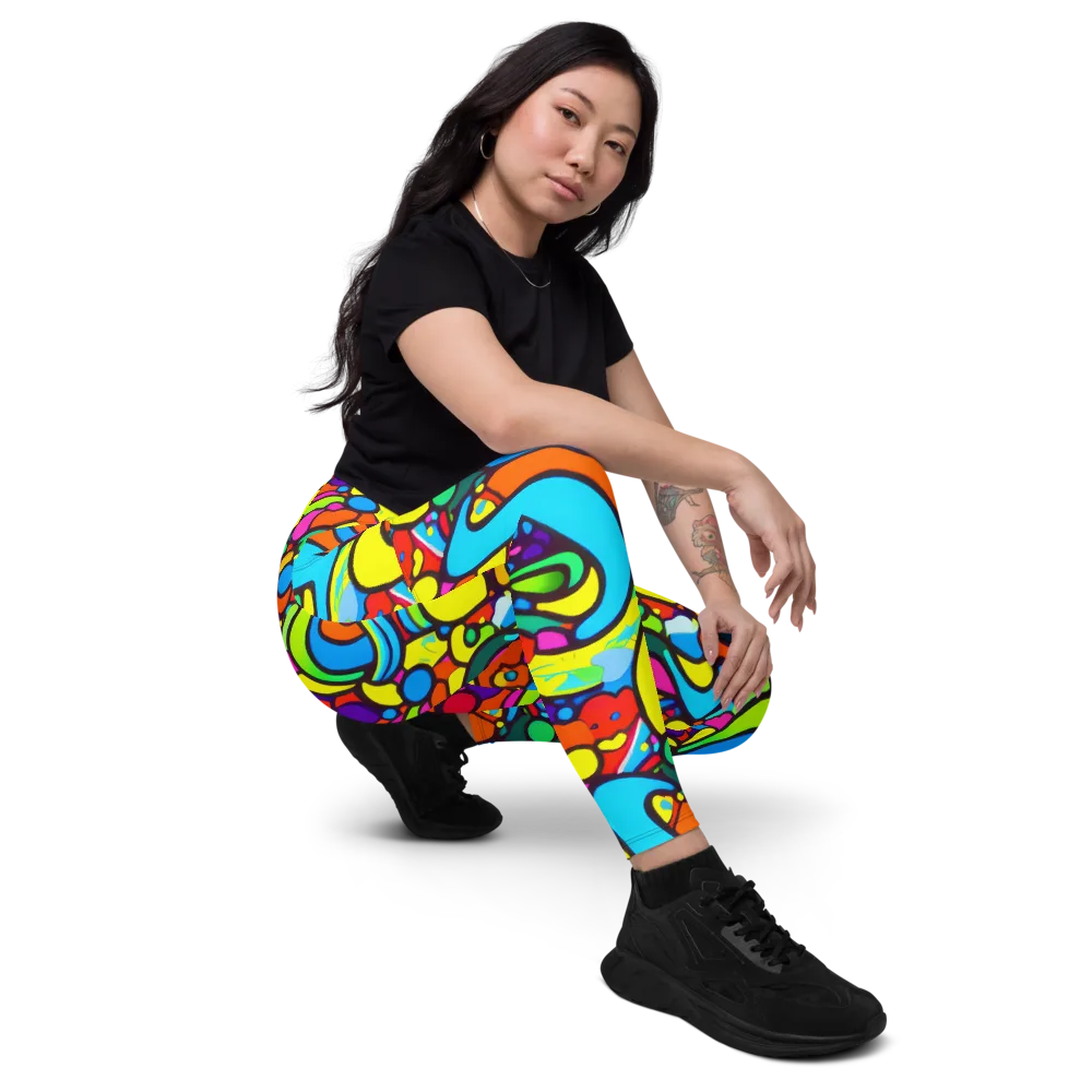 Chromadoodle Junction on Leggings with Pockets — Right Front