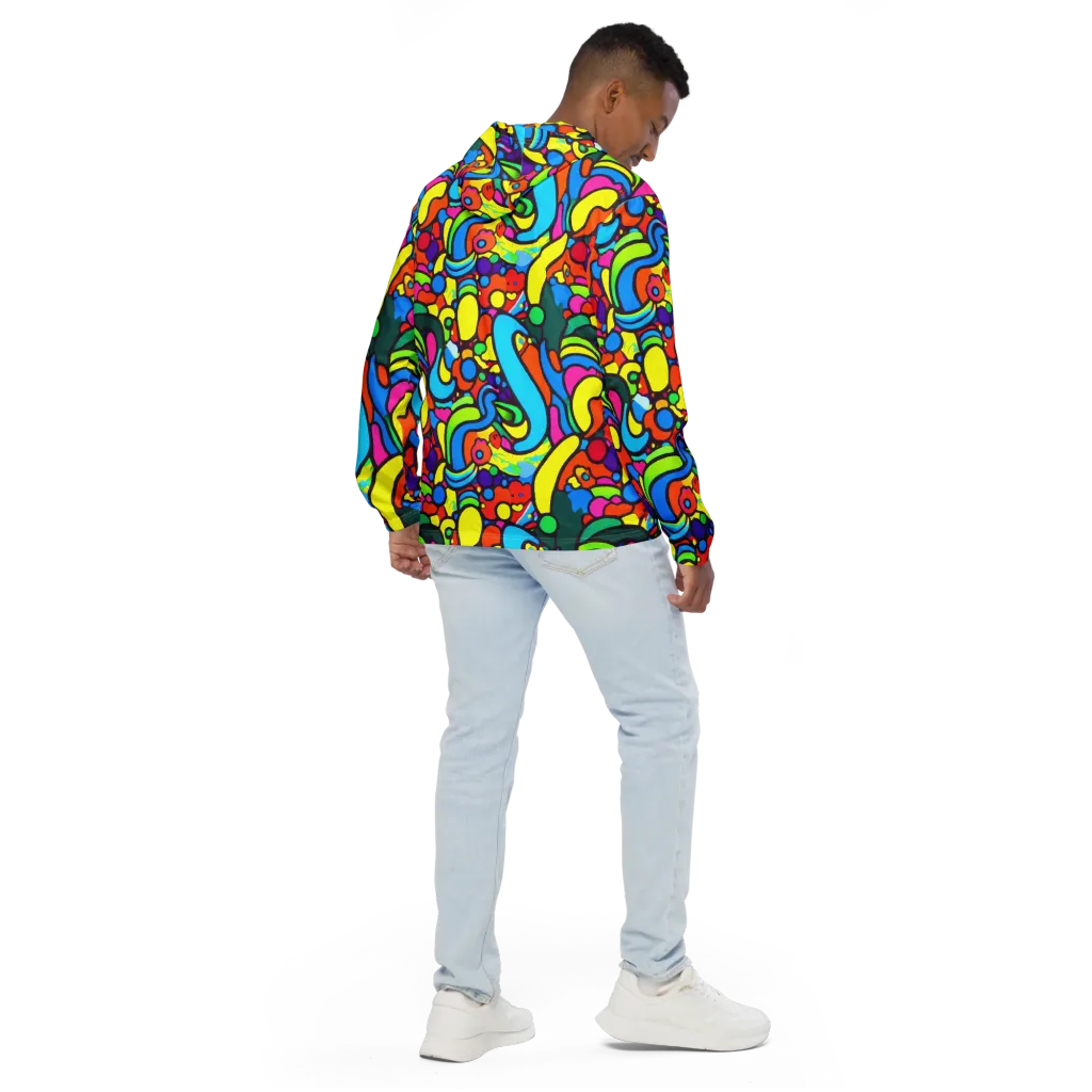 Chromadoodle Junction on Men's Windbreaker — Back