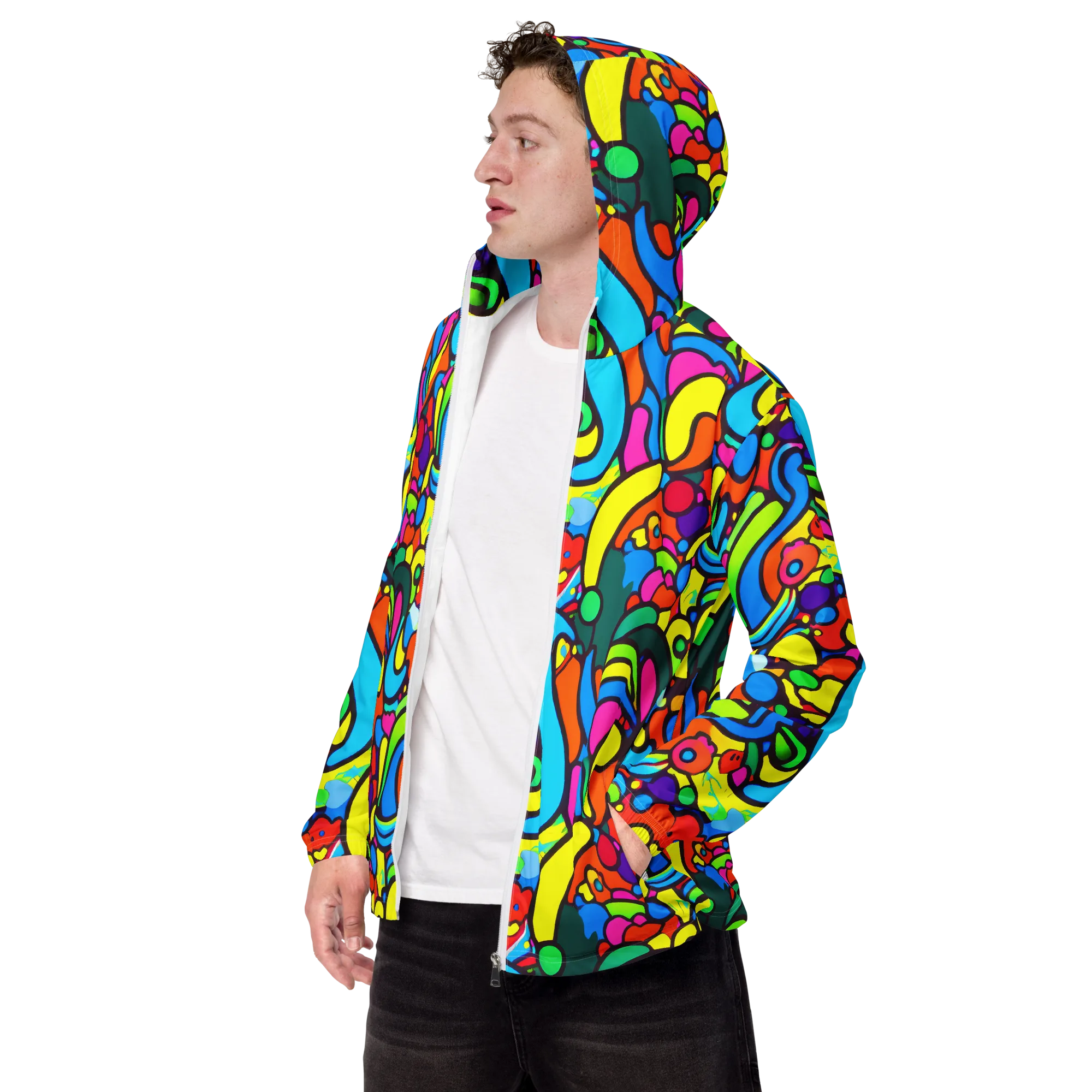 Chromadoodle Junction on Men's Windbreaker — Left Front