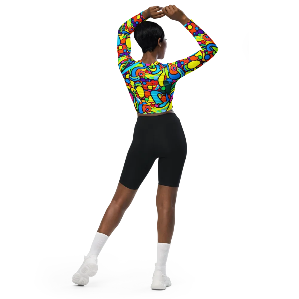 Chromadoodle Junction on Long Sleeve Crop Top — Back