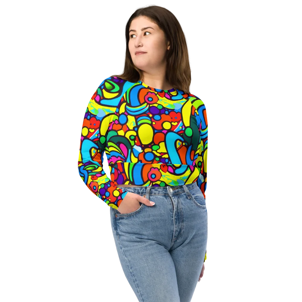 Chromadoodle Junction on Long Sleeve Crop Top — Front
