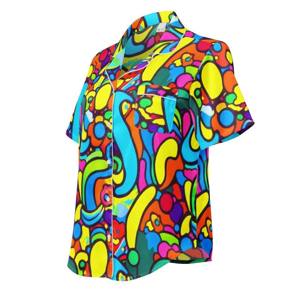 Chromadoodle Junction on Women's Short Sleeve Pajama Top — Left Front