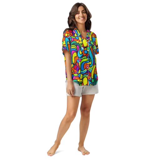Chromadoodle Junction on a Women's Short Sleeve Pajama Top