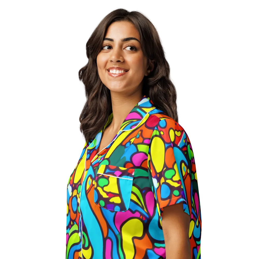Chromadoodle Junction on Women's Short Sleeve Pajama Top — Left Front
