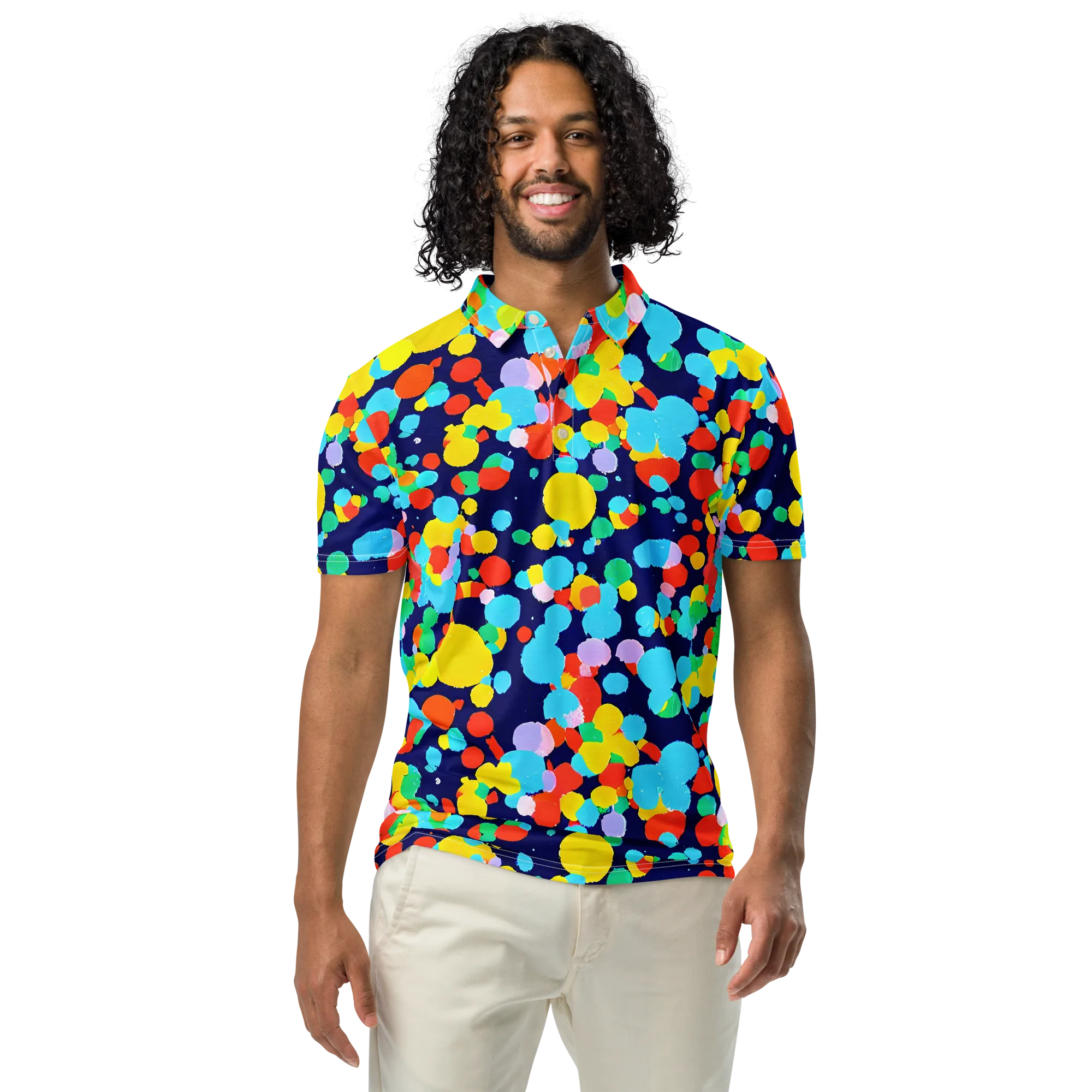 Bubble Spectrum on Men's Slim Fit Polo Shirt — Front