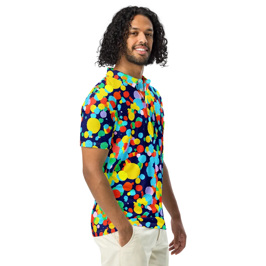 Bubble Spectrum on Men's Slim Fit Polo Shirt — Right Front