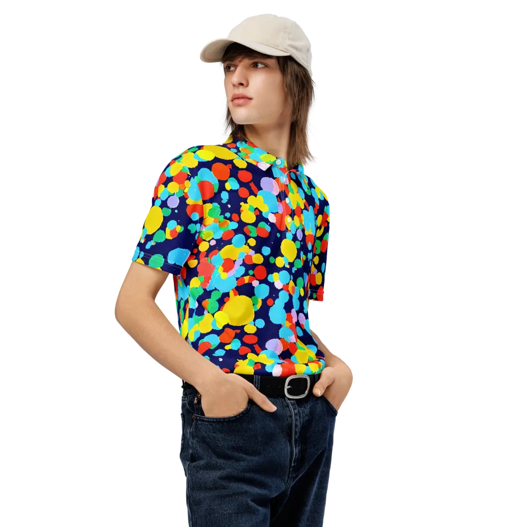 Bubble Spectrum on Men's Slim Fit Polo Shirt — Right Front
