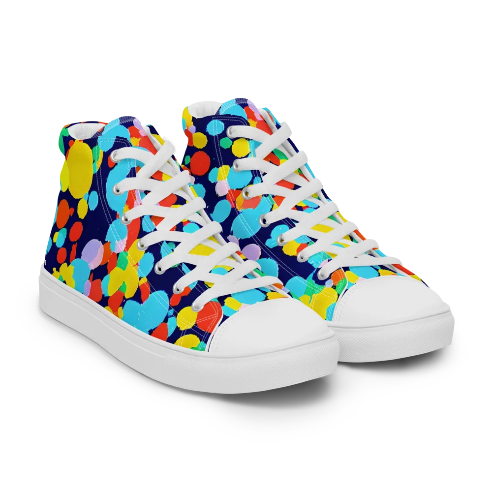 Bubble Spectrum on Men's High Top Canvas Shoes — Right Front