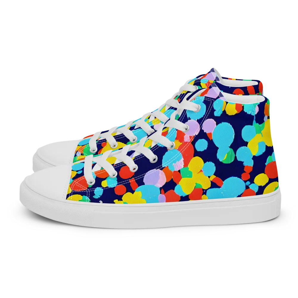 Bubble Spectrum on Men's High Top Canvas Shoes — Left