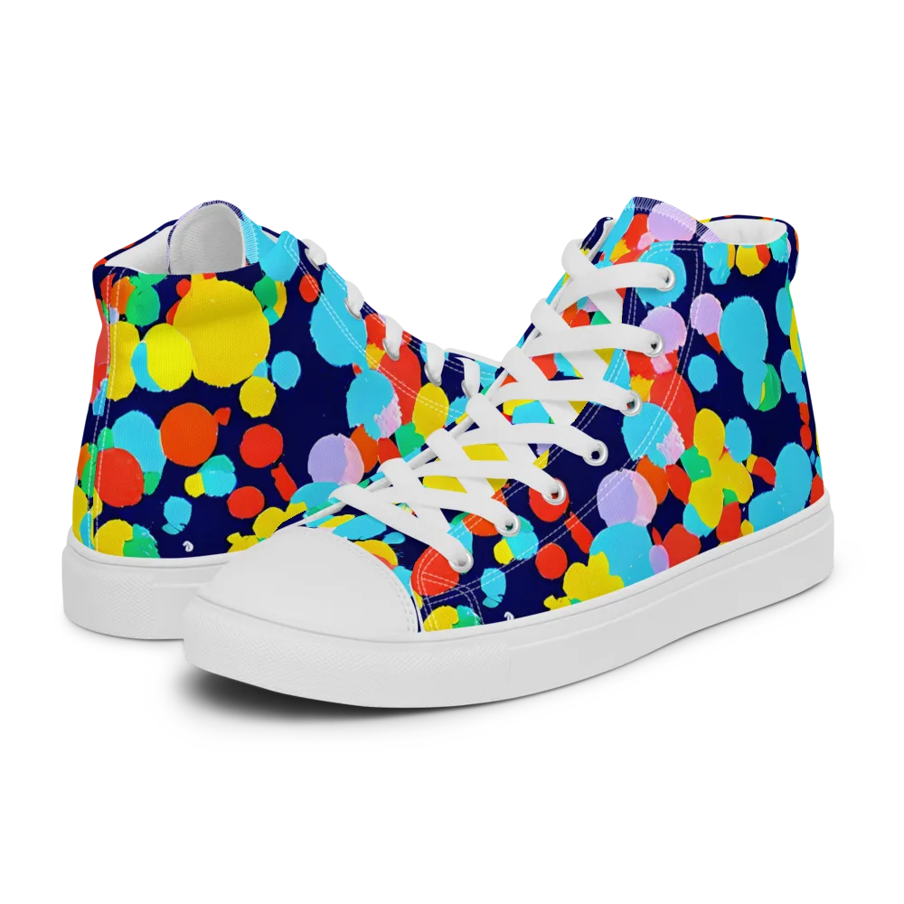 Bubble Spectrum on Men's High Top Canvas Shoes — Left