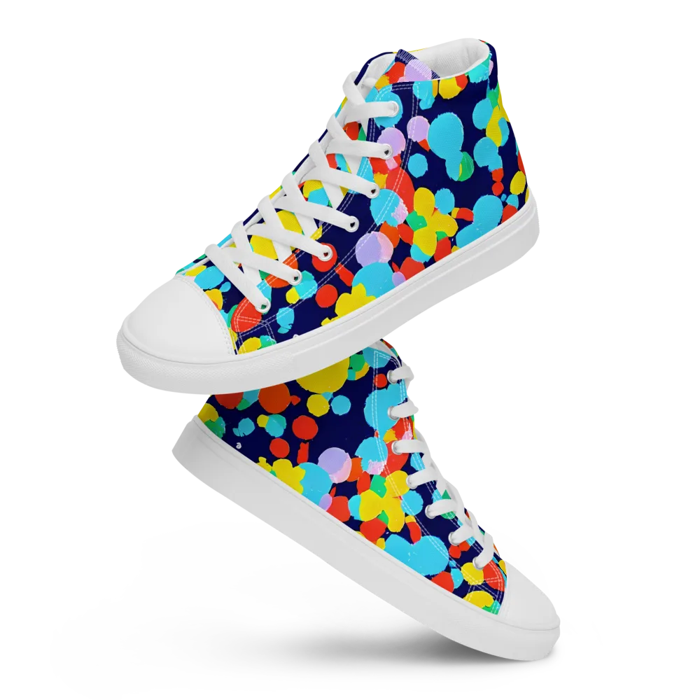 Bubble Spectrum on Men's High Top Canvas Shoes — Front