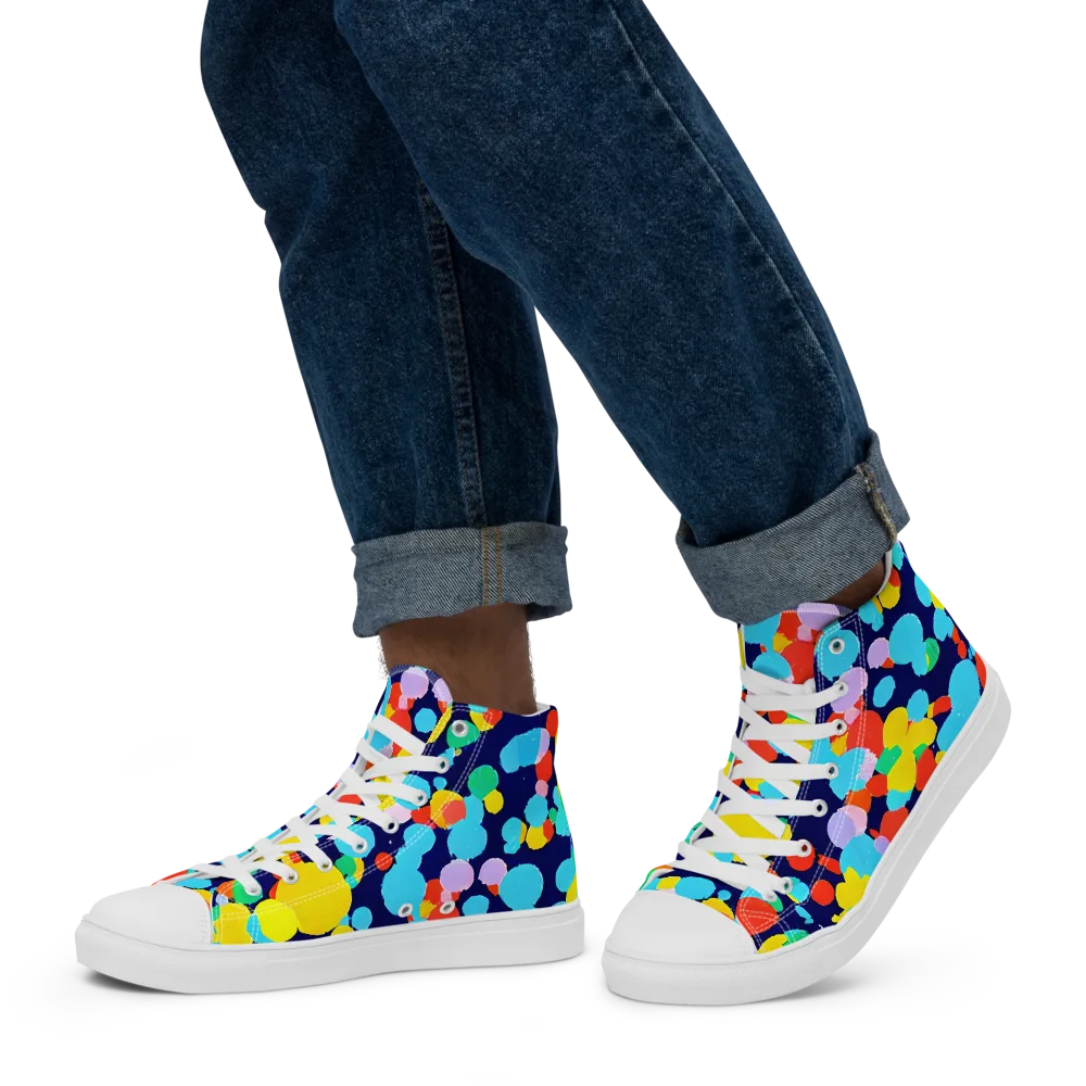 Bubble Spectrum on Men's High Top Canvas Shoes — Left