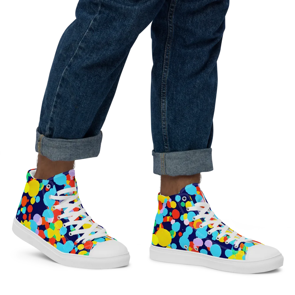 Bubble Spectrum on Men's High Top Canvas Shoes — Right