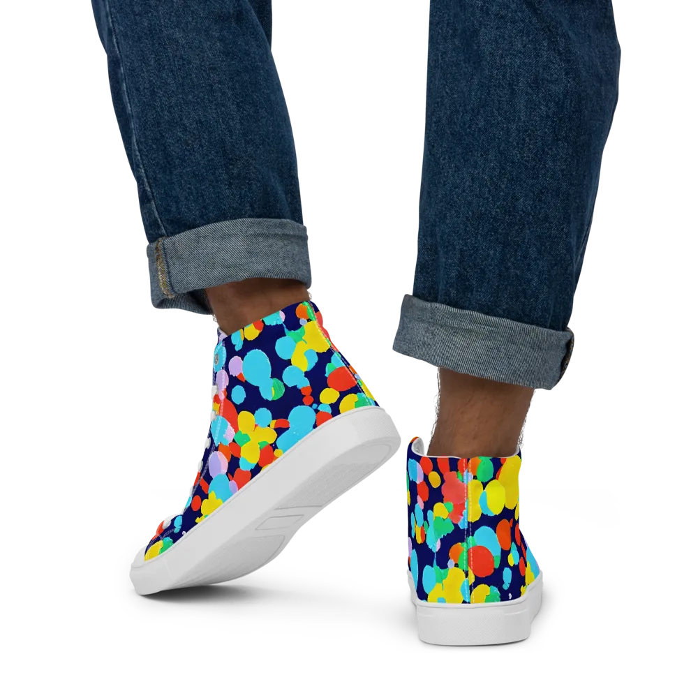 Bubble Spectrum on Men's High Top Canvas Shoes — Back