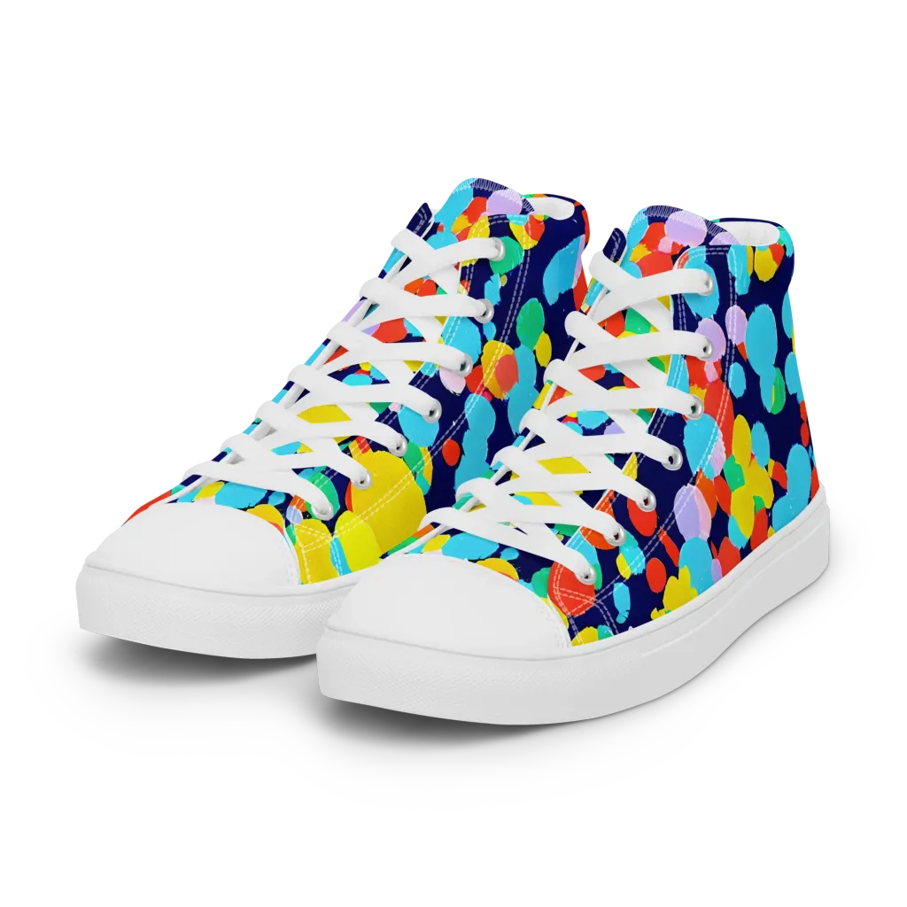 Bubble Spectrum on Women's High Top Canvas Shoes — Left Front