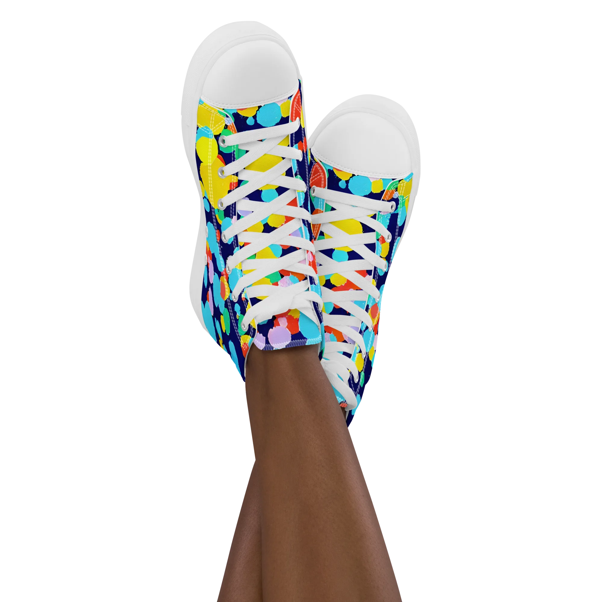 Bubble Spectrum on Women's High Top Canvas Shoes — Front
