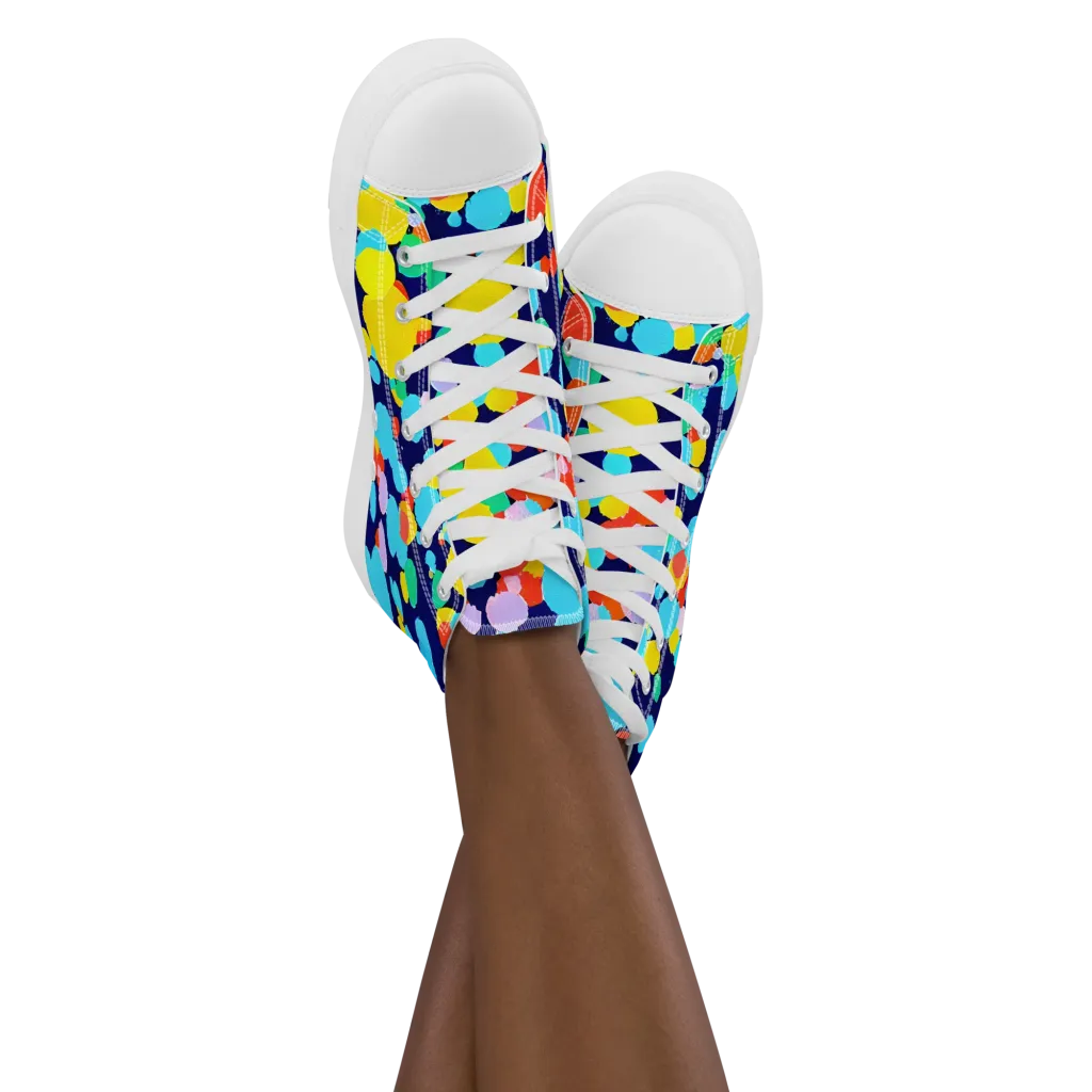Bubble Spectrum on Women's High Top Canvas Shoes — Front