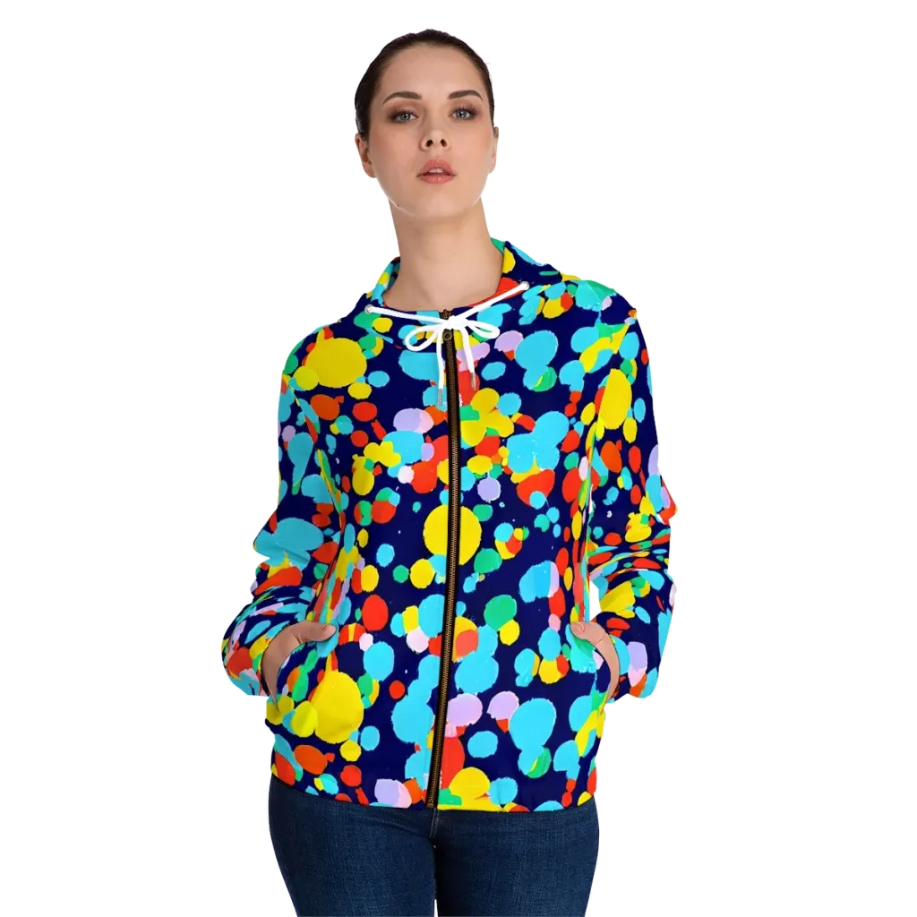 Bubble Spectrum on Women's Full-Zip Hoodie — Front On Person