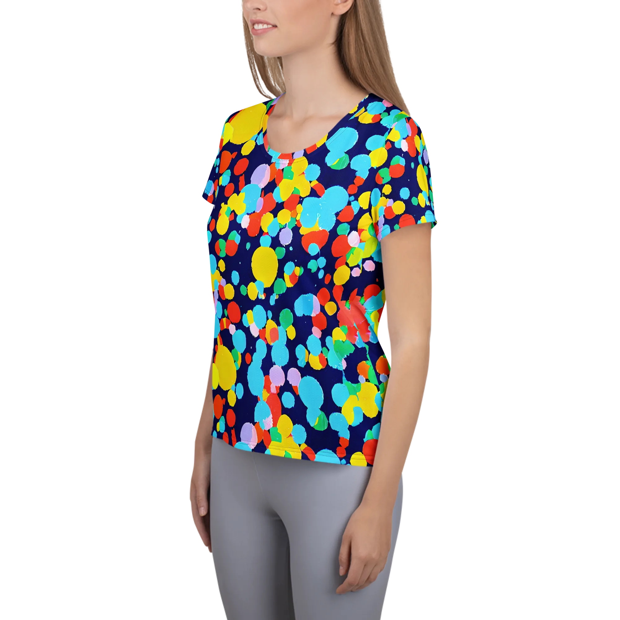 Bubble Spectrum on Women's Athletic T-Shirt — Left