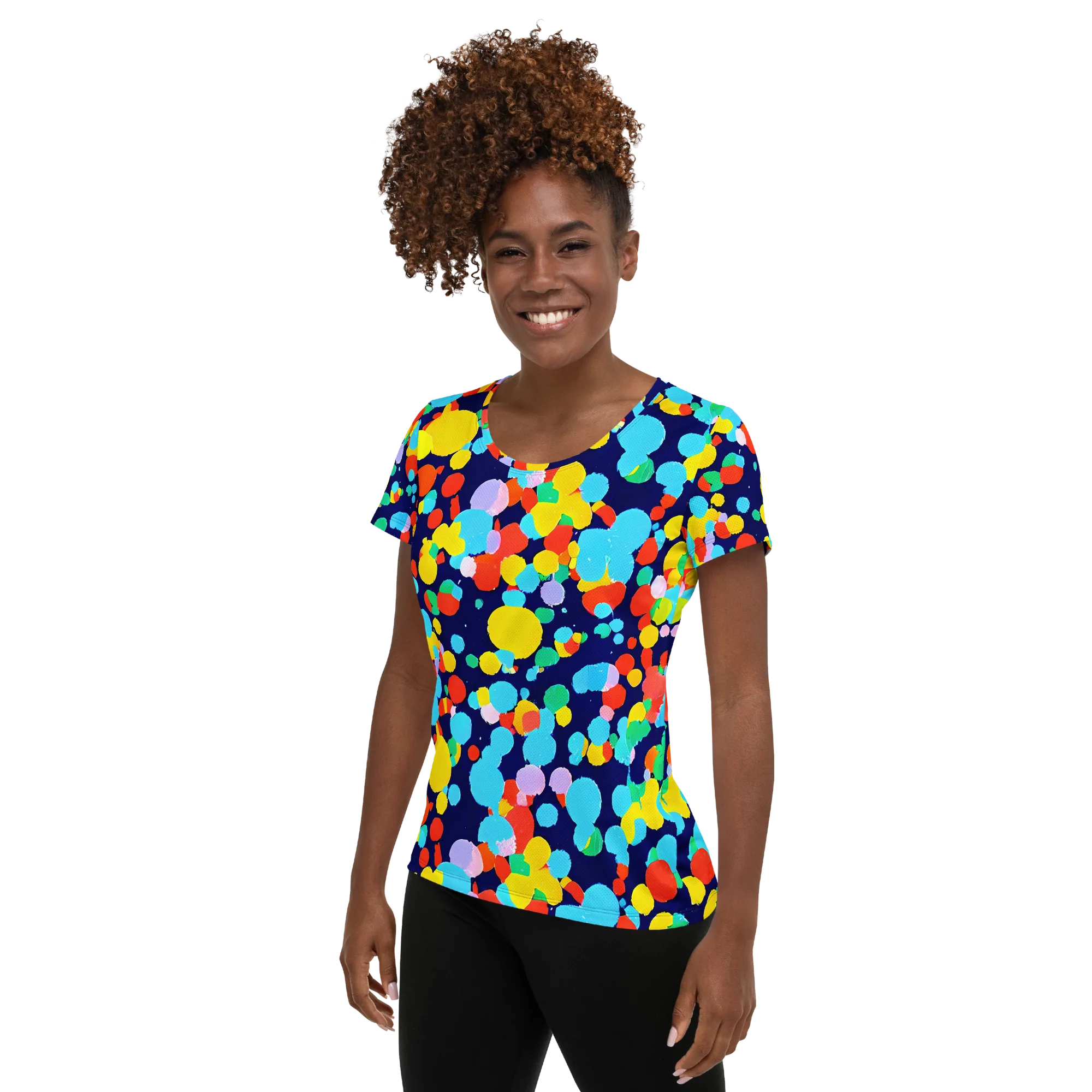 Bubble Spectrum on Women's Athletic T-Shirt — Left