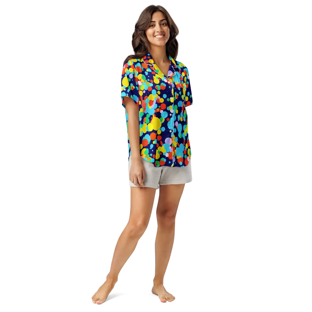 Bubble Spectrum on Women's Short Sleeve Pajama Top — Front