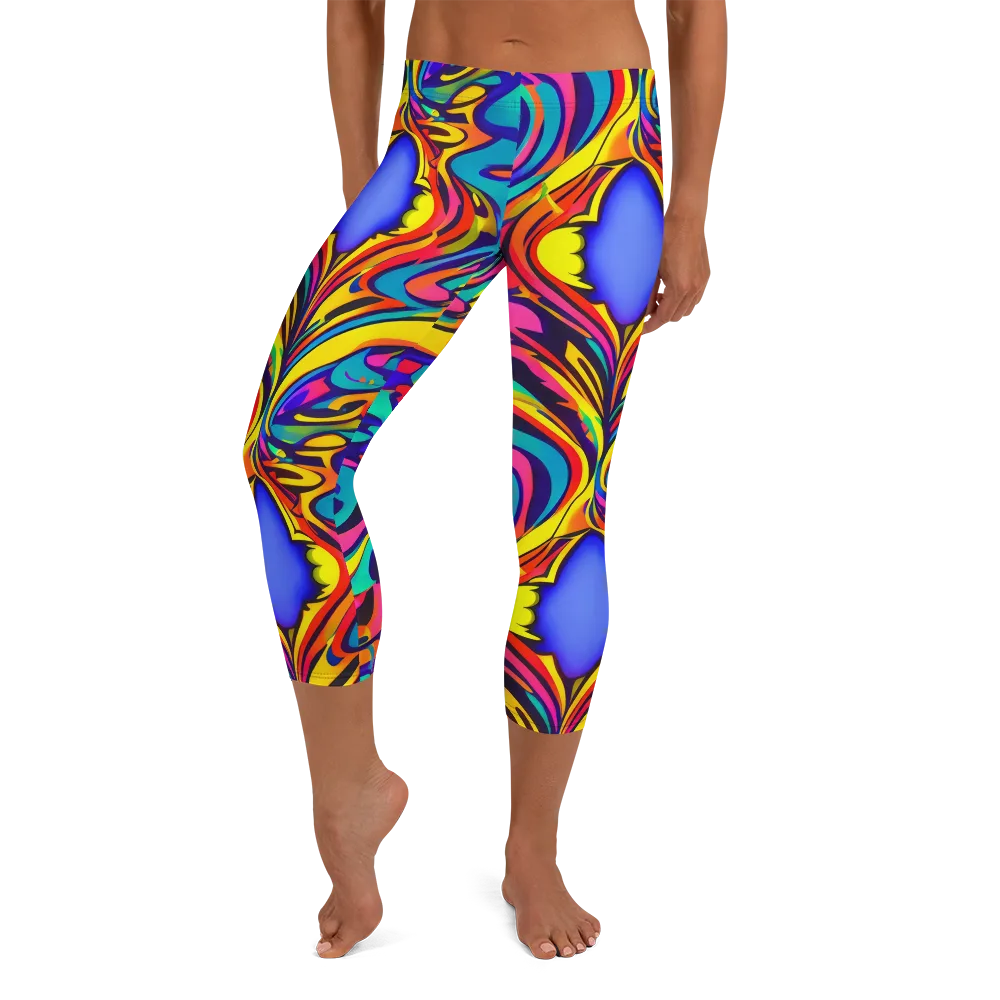 Electric Ecstasy on Capri Leggings — Front