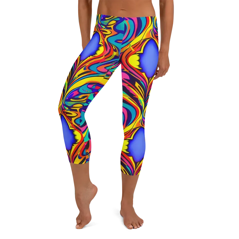 Electric Ecstasy on Capri Leggings — Front