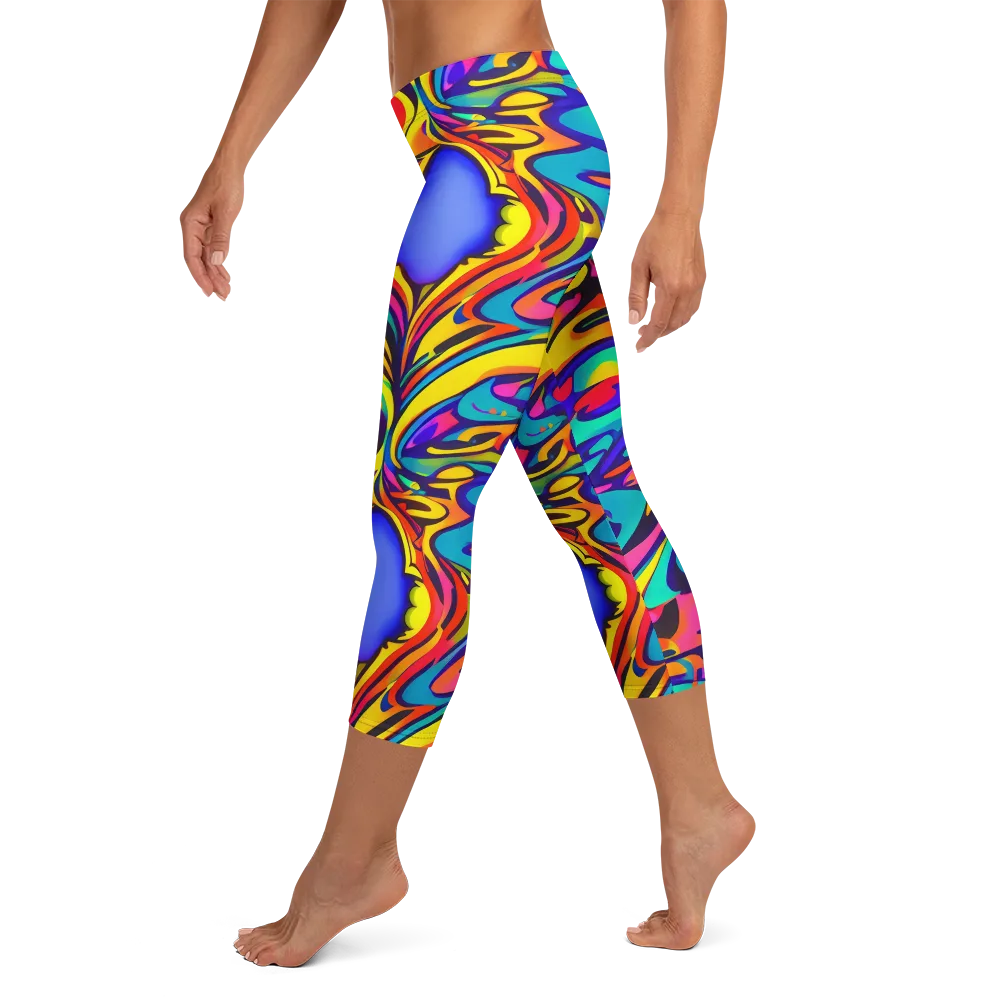 Electric Ecstasy on Capri Leggings — Left