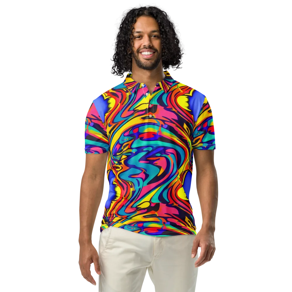 Electric Ecstasy on Men's Slim Fit Polo Shirt — Front