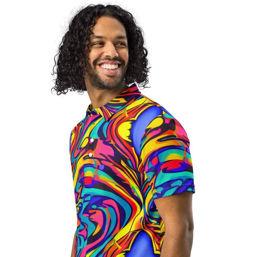 Electric Ecstasy on Men's Slim Fit Polo Shirt — Left Front