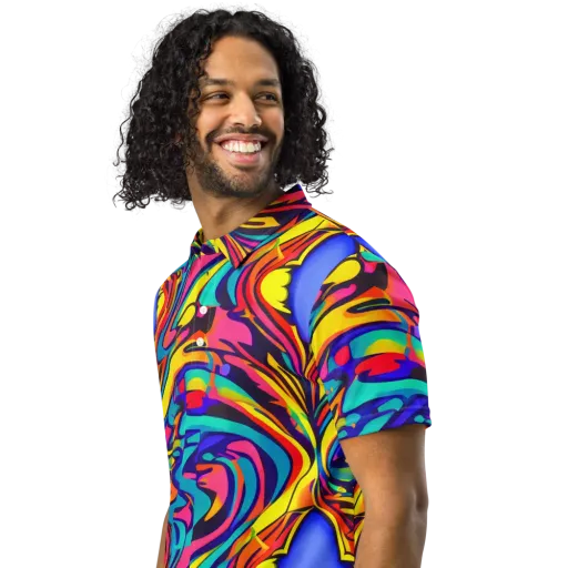 Electric Ecstasy on a Men's Slim Fit Polo Shirt