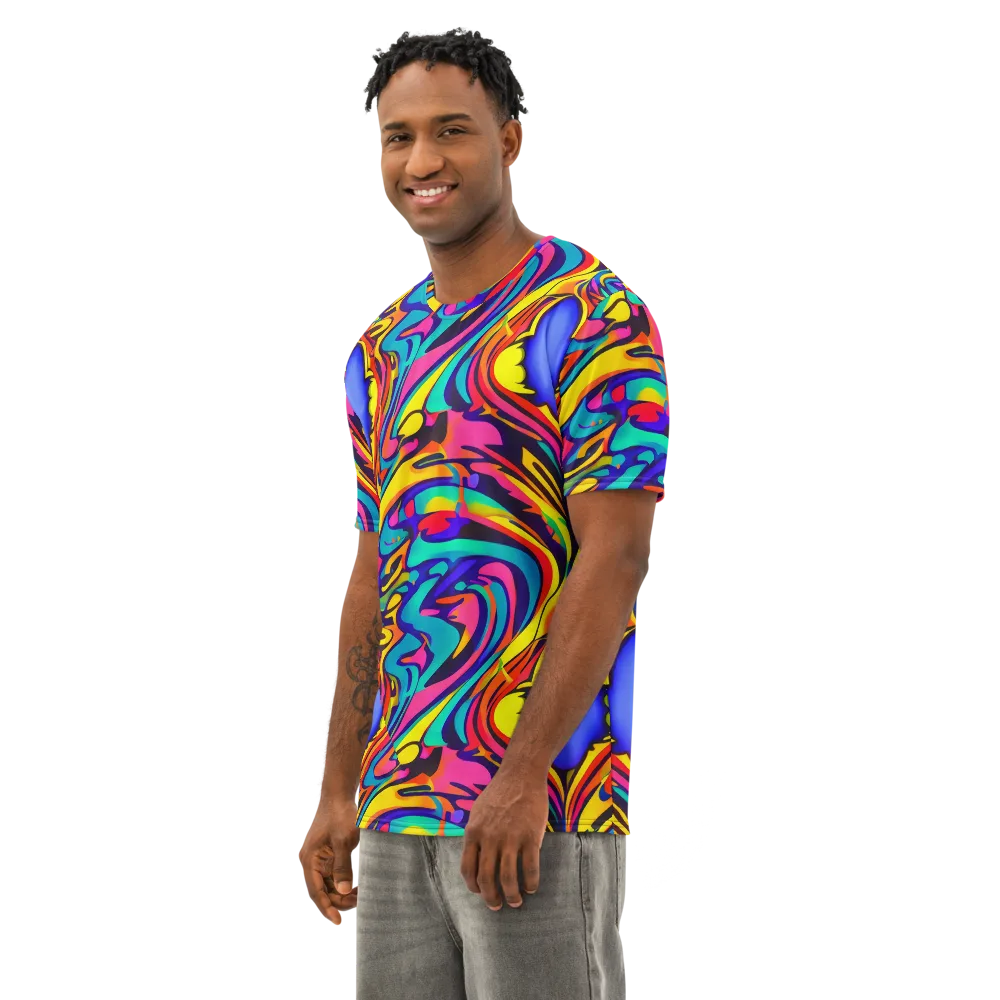 Electric Ecstasy on Men's Cotton Crew Neck T-Shirt — Left Front
