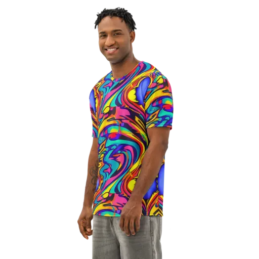 Electric Ecstasy on a Men's Cotton Crew Neck T-Shirt