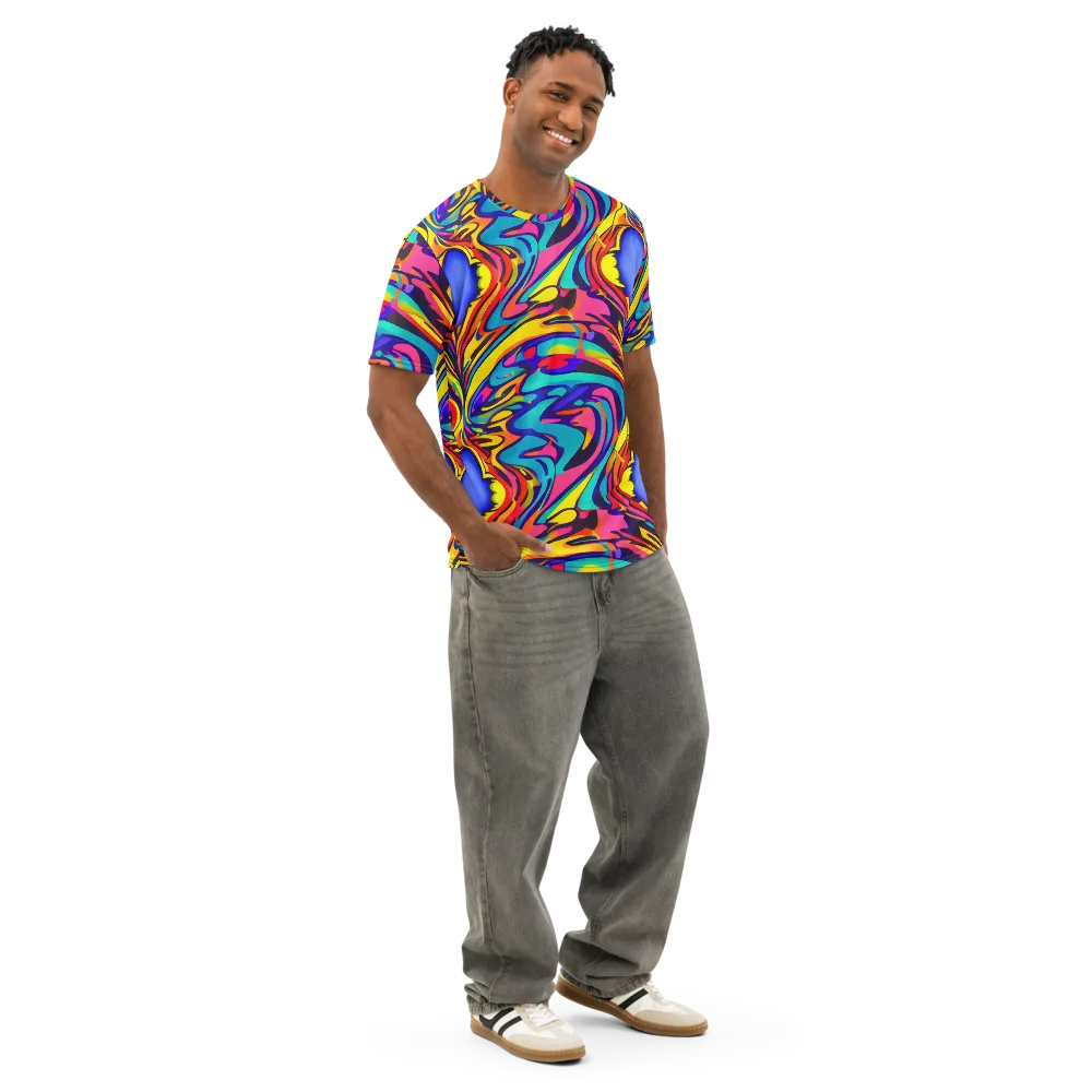 Electric Ecstasy on Men's Cotton Crew Neck T-Shirt — Right Front