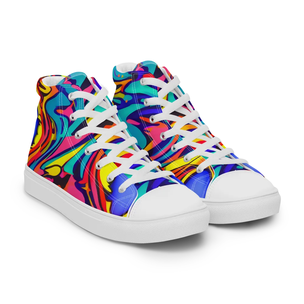 Electric Ecstasy on Men's High Top Canvas Shoes — Right Front