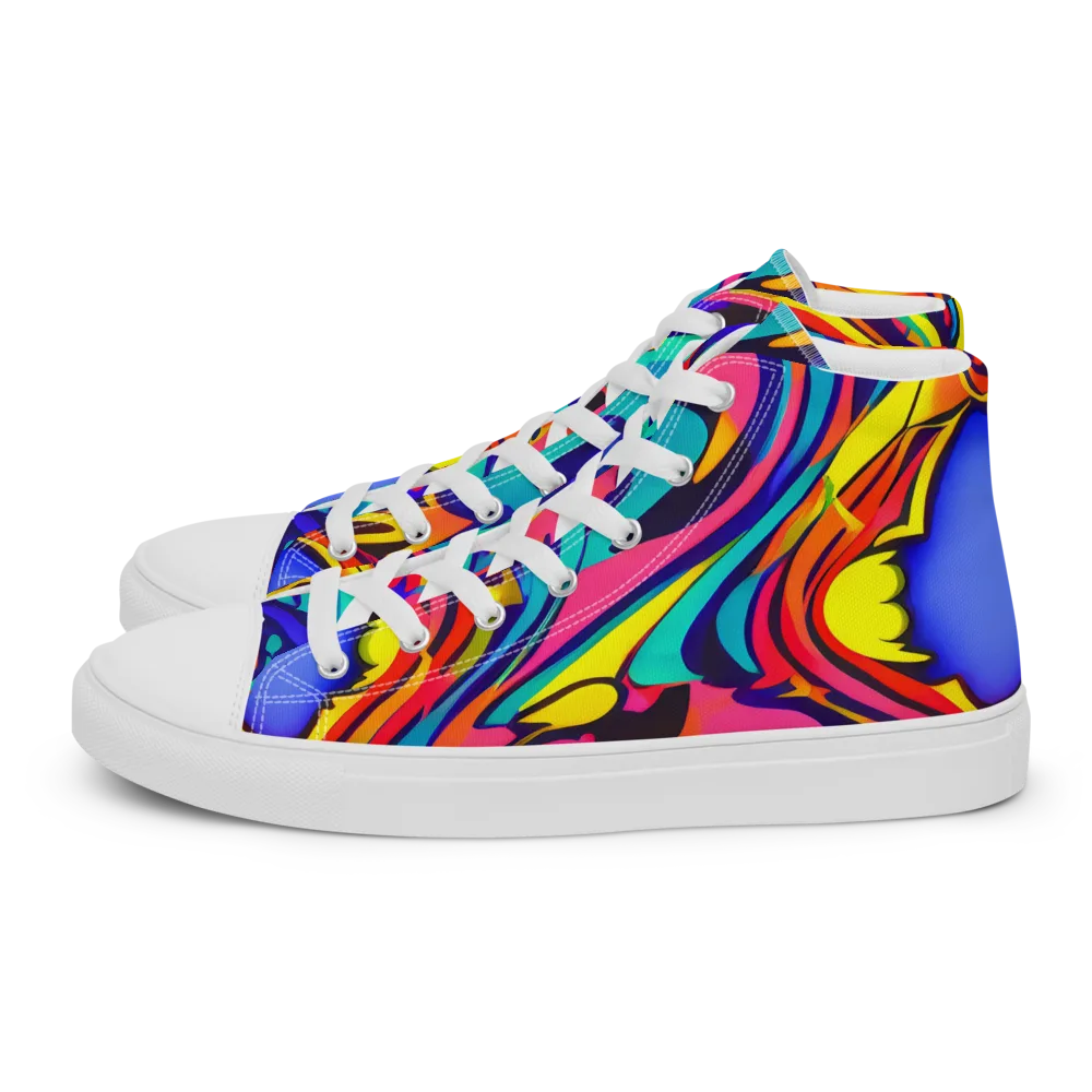 Electric Ecstasy on Men's High Top Canvas Shoes — Left