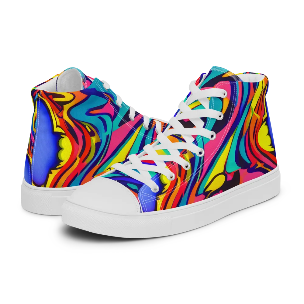 Electric Ecstasy on Men's High Top Canvas Shoes — Left